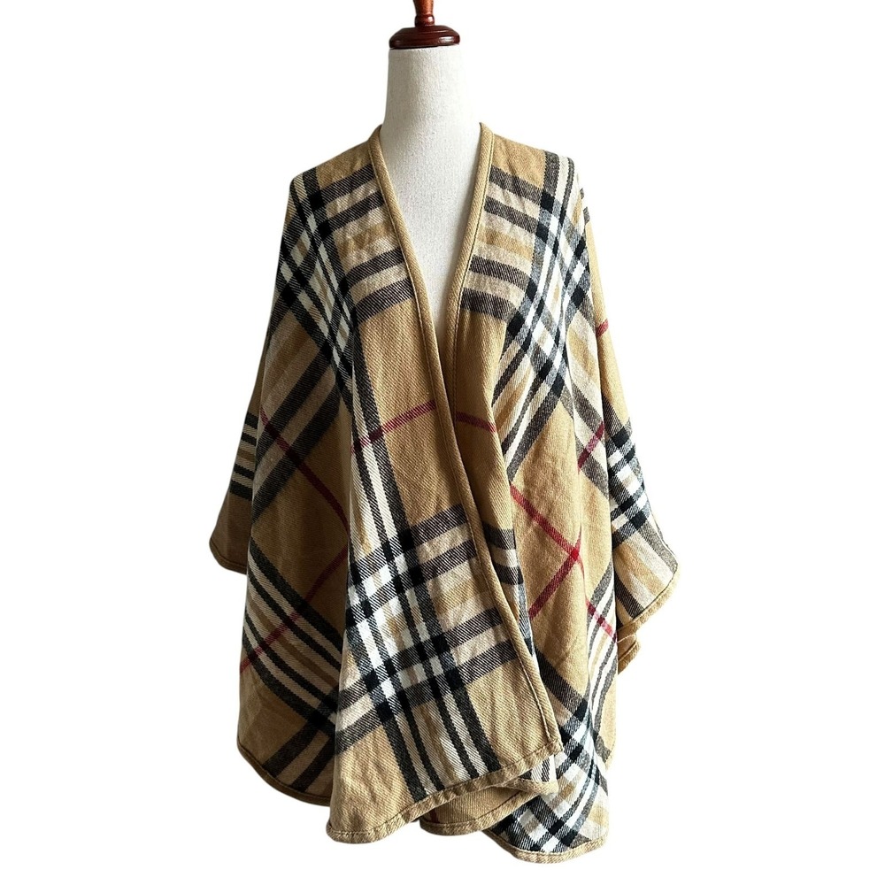 No Brand Brown Plaid Cape Women's One Size | 0226-2